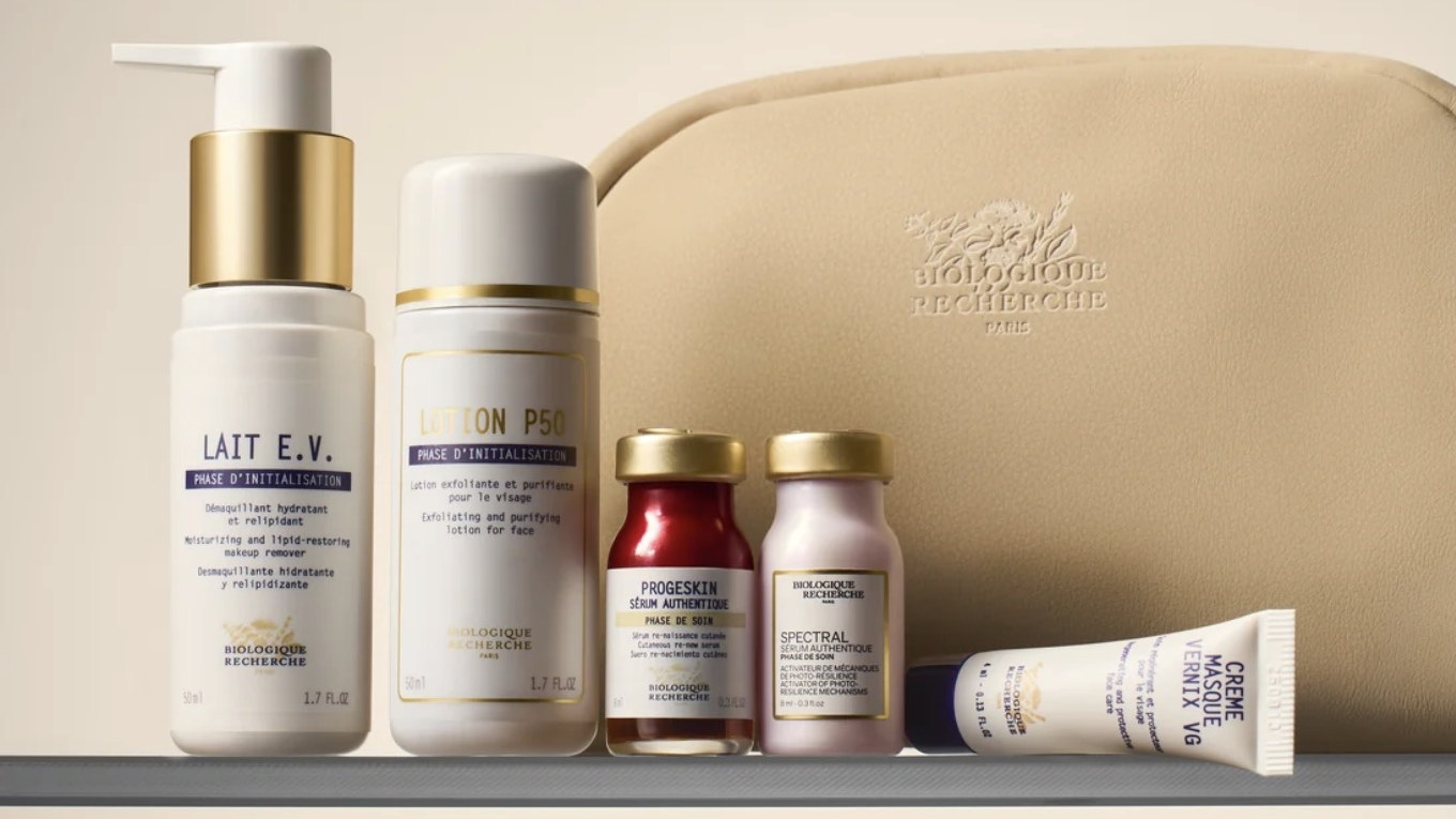 Lait E.V., Lotion P50, sérums Progeskin et Spectral et Crème Masque Vernix de Biologique Recherche chez Essbé Beauté, Westmount