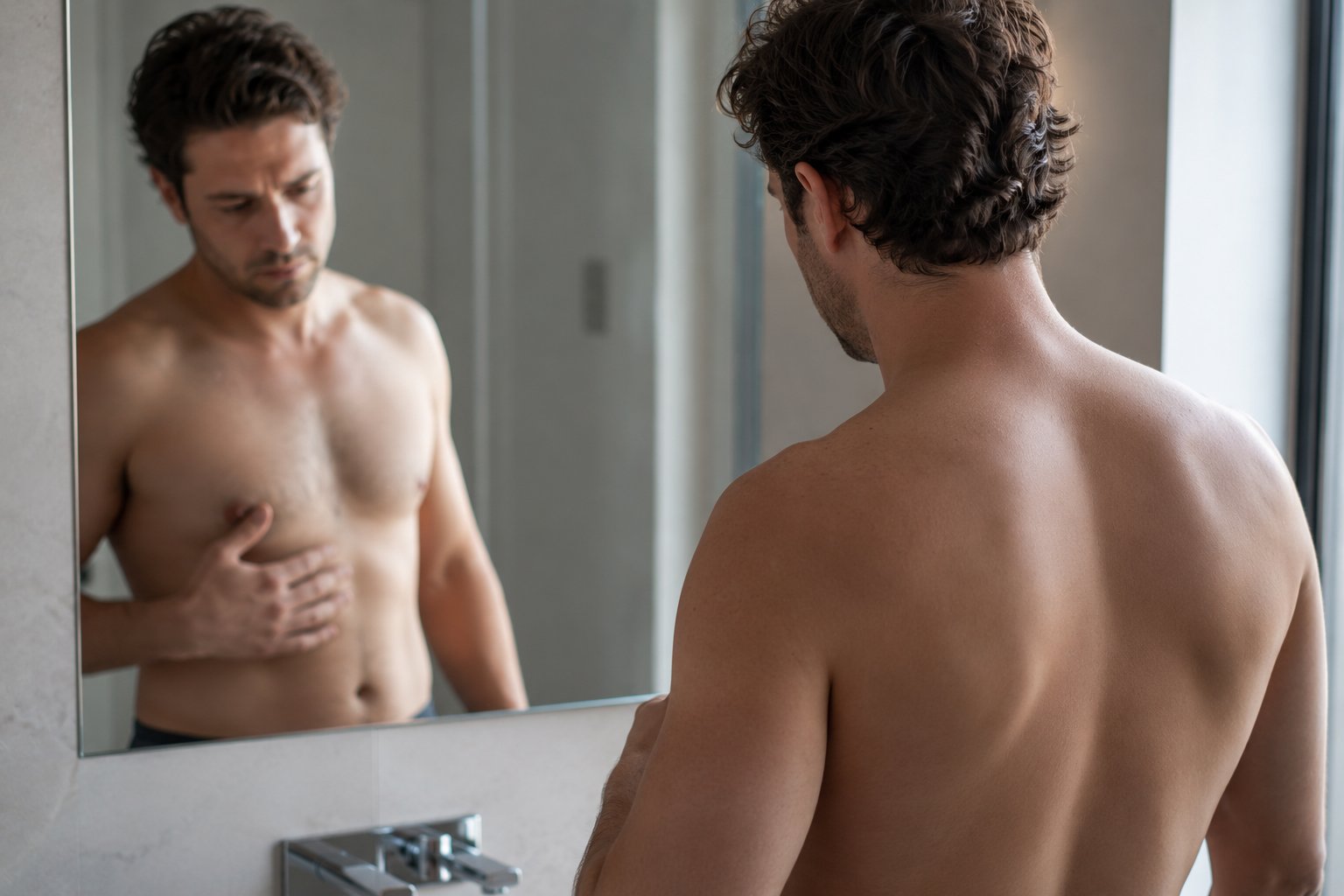Gynecomastia surgery (male breast reduction) at Essbé Beauté, Westmount